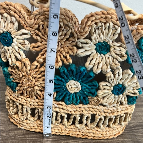 Haute Hippie | Teal Floral Tote Bag - Picture 10 of 10